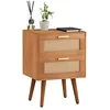Image de IDIMEX Table de Chevet WAMAN Petite Commode de Nuit avec 2 tiroirs, en Bois de Paulownia lasuré Brun et Lin Naturel, Style Vintage
