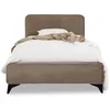 Image de lit Simple Ravello 90x190 cm, Revêtement en Tissu, Style Moderne pour 1 Personne, Cadre de lit en Bois avec Sommier Inclus, Grège