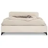 Image de lit Double Ravello 140x190 cm, Revêtement en Tissu, Style Moderne pour 2 Personnes, Cadre en Bois avec Sommier Inclus, Blanc Crème
