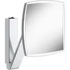 Image de Keuco iLook_Move Miroir cosmétique avec éclairage, carré, 20 x 20 cm, grossissement 5x, fabriqué en Allemagne, métal chromé, avec interrupteur à bascule, encastré