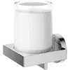 Image de KEUCO Edition 90 Distributeur de lotion en métal chromé et verre cristal Capacité rechargeable env. 180 ml Distributeur de savon pour salle de bain et WC d'invités Montage mural