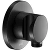 Image de KEUCO Raccord de tuyau avec support de douche, rosace ronde, 59592370001, couleur : noir mat