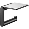 Image de KEUCO Plann Black Selection Porte-rouleau de papier toilette en métal noir mat avec revêtement en poudre