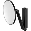 Image de Keuco iLook_Move Miroir cosmétique avec éclairage, rond, Ø 20 cm, grossissement 5x, fabriqué en Allemagne, métal noir mat, avec interrupteur à bascule, encastré