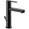 Image de KEUCO IXMO Mitigeur de lavabo plat 130, avec bonde à tirette, saillie 124 mm, 59501373001, couleur : noir mat