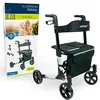 Image de WEINBERGER leichter klappbarer Alu-Rollator all-Inclusive mit Tasche Stockhalter Bremsen, Leichtgewicht nur 7,3 kg, höhenverstellbar, Gehwagen Gehhilfe Reiserollator, Farbe Silber-Schwarz, 48911