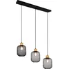 Image de Reality Leuchten R30563032 Calimero Suspension en métal noir mat et bois pour 3 ampoules E27