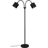 Image de Reality Leuchten Tommy R46332079 Lampadaire en métal noir mat, abat-jour en tissu noir/doré, 2 ampoules E14 exclusives