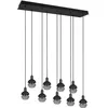 Image de TRIO, Suspension, Mela 9xE14, max.25,0 W Verre, Noir, Corps: Métal, noir mat L:102,0cm, L:22,0cm, H:150,0cm IP20,Sans illuminant,Réglable en hauteur