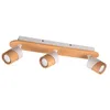 Image de Trio Leuchten Plafonnier Aruni 801100331, métal blanc mat, bois naturel, excl. 3 ports GU10