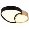 Image de Trio Leuchten Plafonnier Rise 647510280, Lampe Plafond en métal noir mat/doré, abat-jour en plastique blanc, avec LED 21 W, télécommande, intensité variable, couleur de la lumière réglable