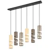 Image de Trio Leuchten Suspension STREAM 364000617, Métal Noir mat, Abat-jour Coffee/Taupe/Beige, excl. 6x GU10