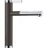 Image de BLANCO LINEE-S Robinet de cuisine en café/chromé Haute pression Avec tuyau extractible Clapet anti-retour Cartouche en céramique Qualité de l'eau garantie et économie d'eau