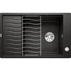 Image de BLANCO Elon XL 6 S-F Évier en granit noir en SILGRANIT noir | Type de montage : affleurant | réversible | Pour armoires inférieures de 60 cm de large | Grand bac | Surface facile à nettoyer