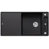 Image de BLANCO AXIA III XL 6 S-F Évier en granit en silgranit noir - Type de montage : encastré - Réversible - Avec planche à découper en verre - Pour armoires inférieures de 60 cm de large - Facile à
