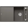 Image de BLANCO AXIA III 5 S SILGRANIT Gris volcanique, Type de montage : encastrement par le haut, réversible, avec planche à découper en bois, meuble bas de 50 cm, planche à découper coulissante, plateau