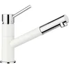 Image de BLANCO KANO-S Robinet de cuisine en silgranitblanc/chromé - Basse pression - Avec tuyau extractible - Clapet anti-retour - Cartouche en céramique - Qualité d'eau garantie et économie d'eau
