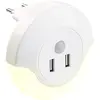 Image de Luminea Veilleuse automatique : veilleuse LED avec capteur PIR et capteur de lumière, 2 ports USB (10 W) (avec détecteur de mouvement USB, lampe de prise LWS, hub)
