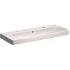 Image de Geberit Smyle Lavabo carré 500253, 120 x 48 cm, avec deux trous pour le robinet, avec trop-plein, couleur : Blanc