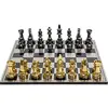 Image de Kare 51529 Deko Chess Échiquier 60 x 60 cm, Base : Acier Inoxydable, Panneau de Fibres à densité Moyenne laqué, Objet : polyrésine, Or