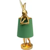 Image de Kare Lampe de table design en forme de lapin - Vert/doré - Motif animal - Interrupteur à bascule sur câble - Ampoule non incluse - 68 x 23 x 26 cm (H x l x P)
