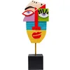Image de Kare Objet de décoration design visage abstrait peint à la main Multicolore Hauteur de l'article 52 cm