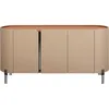 Image de Kare Buffet design Tango, beige/orange, 150 x 75 cm, avec 4 compartiments, revêtement textile, rangement robuste, salon
