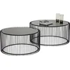 Image de Kare Design Tables Basses Wire, Lot de 2, Noir, Rond, Acier, Plateau de Table en Verre, Diamètre 70/60cm, Style Moderne, Élégante, Table Basse Salon, Deco Intérieur, Décoration Chambre