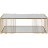 Image de Kare Wire Double Table basse design en verre de sécurité facile d'entretien, structure en acier, plateau de table en verre, salon, rectangulaire, 42 x 120 x 60 cm (H x l x P)