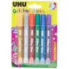 Image de UHU Glitter Glue originale - Idéale loisir créatif, formule adaptée pour les enfants, lavable, multicolore, 6 tubes 10ml