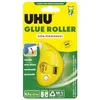 Image de UHU Roller de colle non permanent - Colle de façon non permanente et repositionnable, rapide, propre, précis et instantané, sans solvants, transparent, 8,5 m x 6,5 mm