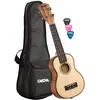 Image de CASCHA Ukulélé soprano - Couverture en épicéa massif - Top solide - Guitare hawaïenne avec cordes Aquila - Accessoires et 3 médiators