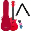 Image de Cascha HH 2280 carbon fiber concert ukelele set rood