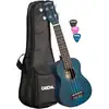 Image de Cascha HH 2266L Premium Mahogany linkshandige sopraan ukelele set blauw