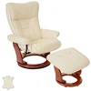 Image de Robas Lund 64022CH5 Relaxsessel Montreal mit Hocker, Bezug: Leder creme, Gestell: Honigfarben, 82 x 84-132 x 105 cm
