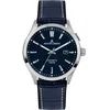Image de JACQUES LEMANS Hybromatic Montre chronographe pour homme en acier inoxydable massif avec bracelet en cuir silicone Modèle 1-2130, bleu, Sangle