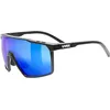 Image de Uvex mtn perform s - Lunettes de sport pour homme et femme - Bonne protection contre les rayons du soleil - Anti-buée - Noir mat/bleu miroir - Taille unique