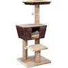 Image de EBI, Arbre à chat, Grenada, 48x48xx114 cm, en jacinthe d’eau, Corde de jute, Surfaces de repos en peluche, Tronc de Ø 90 mm, Avec surfaces de couchage et de repos en peluche et des balles de jeu