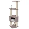 Image de EBI, Arbre à Chat Kobe 37x37x128 cm Brun, Arbre à Chat de Design néerlandais, Inspiré du Concept Japonais Zen, Abri surélevé pour se détendre, Tissu avec Mousse Confortable, avec Jouet sur Ressort