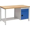 Image de NORDWEST Handel AG Établi de travail 1 tiroir 1500 x 750 x H859 Gris/bleu 1 x 150 portes 1 x 450 40 mm