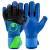 Image de UHLSPORT AQUASOFT HN Gants de gardien de but gardien de but avec fixation au poignet   spécialement conçus pour les temps humides   Bleu/noir/vert flu