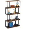 Image de Relaxdays Bibliothèque design industriel à 5 étagères en MDF et métal Marron/noir 136 x 73 x 30 cm