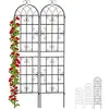 Image de Treillis de jardin en lot de 6, métal, à planter, tuteur pour plantes grimpantes,HxLxP : 220 x 52 x 1,5 cm, noir