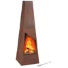 Image de Relaxdays Brasero extérieur en Acier corten patiné, avec Grille de Foyer et tisonnier, HLP : 149x45x45cm, Marron