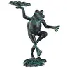 Image de Statue de jardin, lot de 5, grenouille dansante, fonte fer, sculpture, figurine de jardin, taille M, décoration, vert