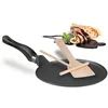 Image de Relaxdays Poêle à crêpes avec répartiteur de pâte et spatule en bois, convient à l'induction, en aluminium, Ø 25 cm, noire