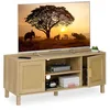 Image de Relaxdays Meuble TV aspect rotin - Pour téléviseurs jusqu'à 50" - Aspect bois - Rétro - HBD - 48 x 115 x 40 cm - Armoire de télévision - Naturel