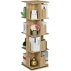 Image de Relaxdays Petite bibliothèque rotative à 360°, 4 Niveaux, pour Vos Livres et CD, HLP : 125,5x39x39 cm, Nature