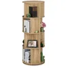 Image de Relaxdays Bibliothèque tournante, 20 compartiments, H x D : 137 x 50 cm, aspect bois, étagère rotative pour livres et DVD, tour de livres, couleur naturelle