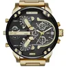 Image de Diesel Montre pour Homme Mr. Daddy 2.0, mouvement multifonction, boîtier en acier inoxydable doré de 57 mm avec bracelet en acier inoxydable, DZ7333